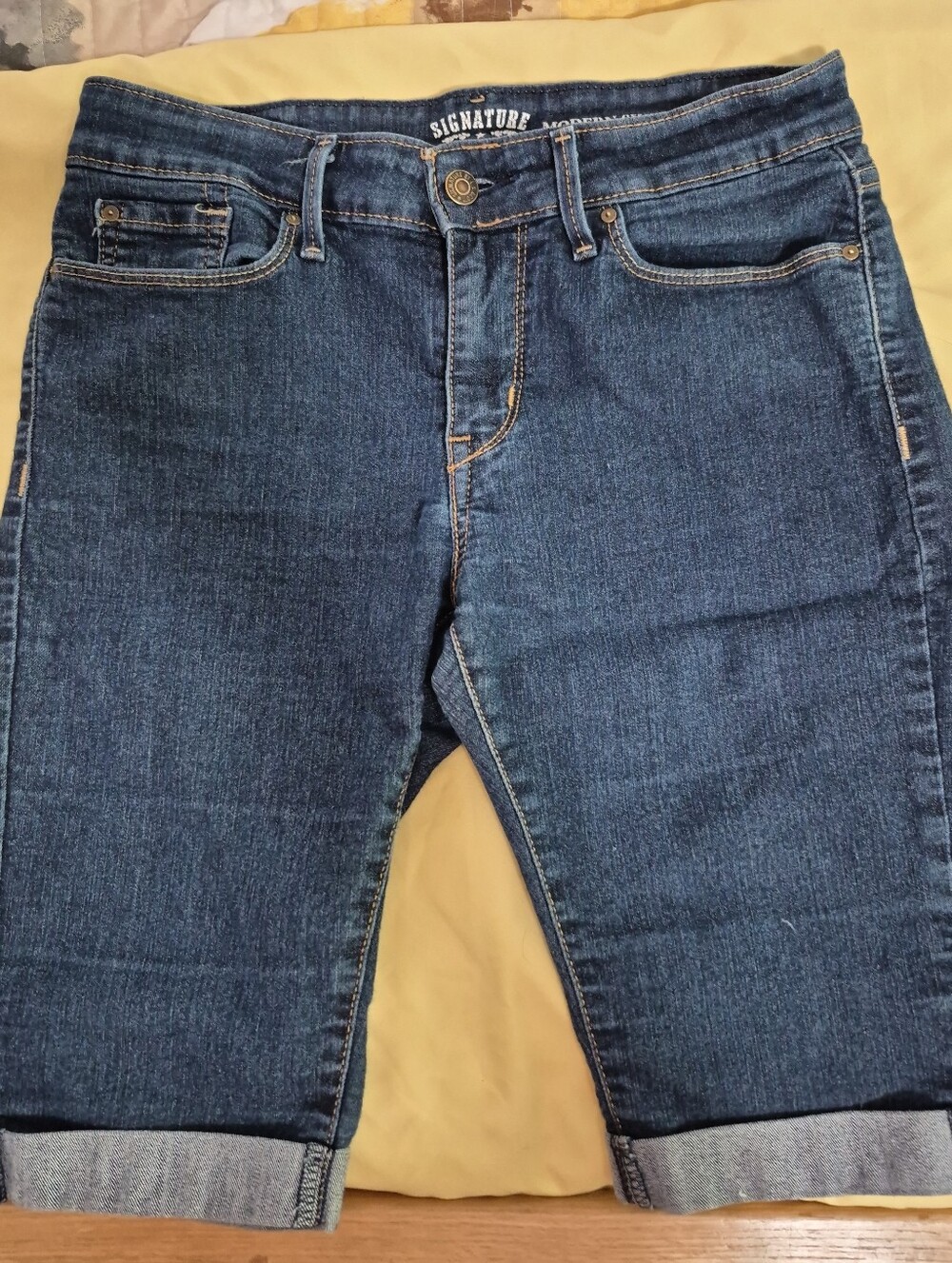Levi's Signature Dark Blue Rolled Cuff Jean Shorts